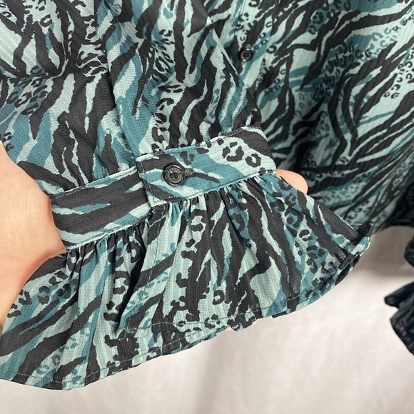 Anthropologie See U Soon Green Black Animal Print Blouse - Size Small - Picture 8 of 16